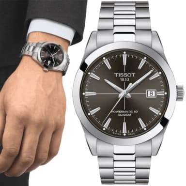 【TISSOT 天梭 官方授權】GENTLEMAN系列 矽 機械腕錶 母親節 禮物 推薦(T1274071106101)