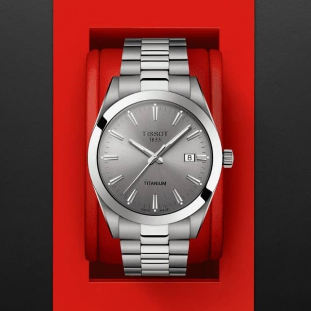 【TISSOT 天梭 官方授權】低敏輕巧 鈦金屬 紳士腕錶 母親節 禮物 推薦(T1274104408100)
