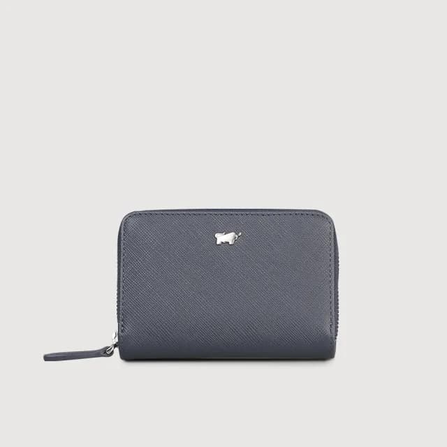 【BRAUN BUFFEL 德國小金牛】台灣總代理 尚恩A 拉鍊零錢包-藍色(七夕情人節禮物 送禮/BF354-161A-NY)