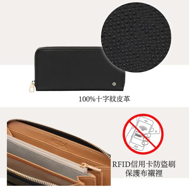 【BESIDE-U】長夾 RFID防盜錄襯裡 女夾皮夾 經典簡約 送禮推薦 ALS系列(招財／禮物／皮夾)
