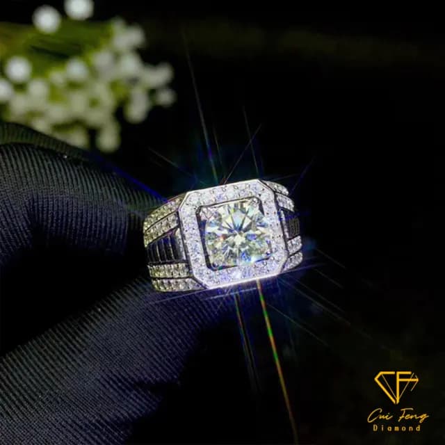 【CF鑽飾】男戒 莫桑鑽《伯爵》(1克拉 父親節 雙11限定 情人節戒指 鑽戒 禮物 生日)