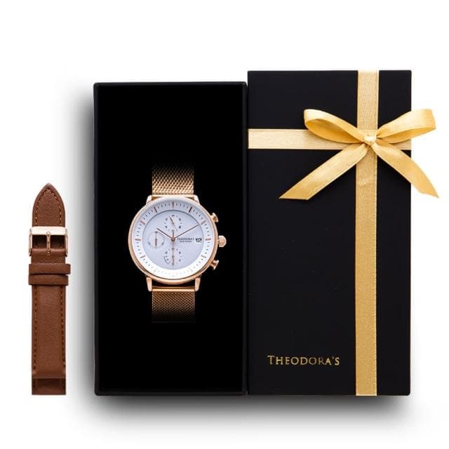 【THEODORA’S 希奧朵拉】可選色｜限定禮盒Mercury腕錶+替換錶帶2入組(太陽能手錶 真三眼計時 男錶 女錶)