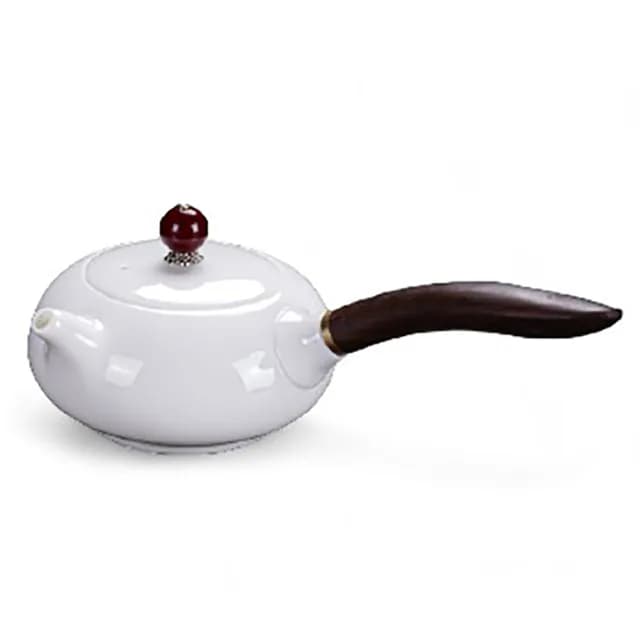 【美味好伙伴】羊脂玉瓷側把壺(高白瓷 茶具 茶壺 泡茶壺)