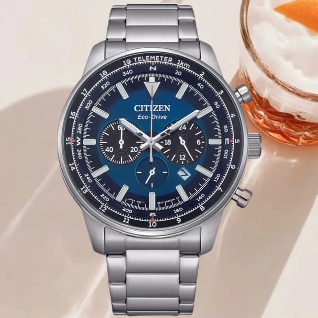 【CITIZEN 星辰】Chronograph系列 光動能計時腕錶 禮物推薦(CA4500-91L)