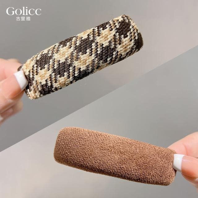 【Golicc】髮夾 買1送1 美拉德 千鳥格 復古側邊夾(618 七夕 情人節 生日 髮飾 頭飾 鯊魚夾 抓夾 禮物)