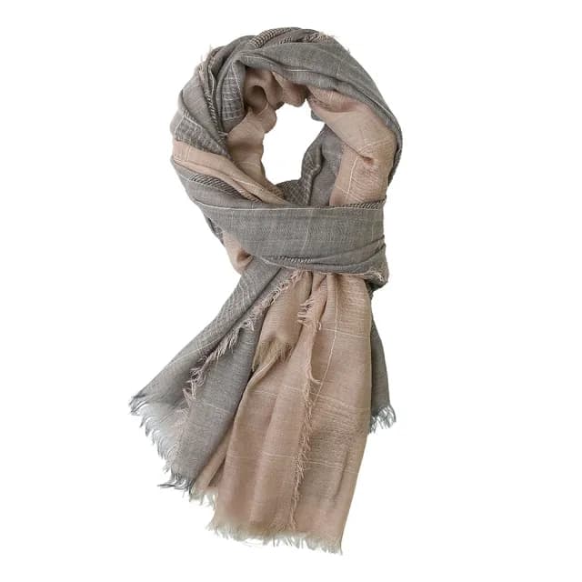 【Jun Jun】棉麻質感個性圍巾 色織雙色拼接圍巾(男士圍巾)