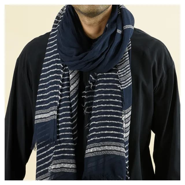 【Jun Jun】棉麻質感個性圍巾 色織雙色條紋圍巾(男士圍巾)