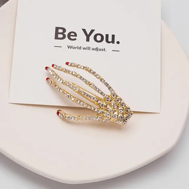 【橘魔法】（4入）萬聖節 服裝 角色扮演 水鑽骨頭手指髮夾(飾品 髮飾 裝飾 裝扮 節慶 童裝 女童 兒童 大人)