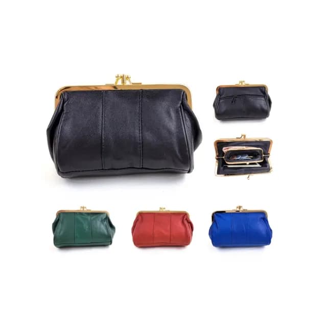 【玩皮工坊】羊皮條紋雙層口金 LH923 女士零錢包(真皮包包 單色選)