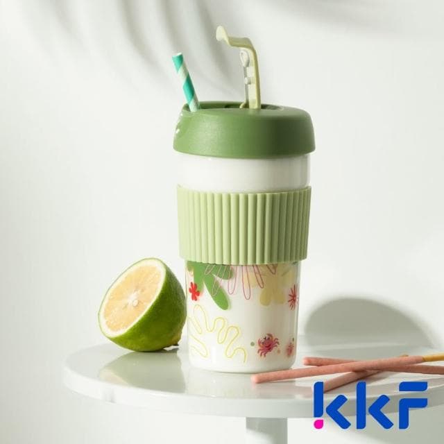 【KKF 吻吻魚】彩虹玻璃隨行杯 Venus 475ml(耐熱玻璃、食品級矽膠、辦公室杯、附精美包裝、送禮推薦)