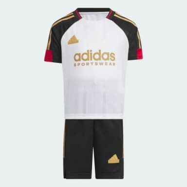【adidas 愛迪達】TIRO 運動套裝 短袖/短褲 吸濕排汗 童裝 JN6504
