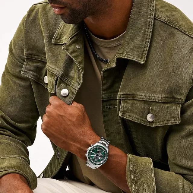 【FOSSIL】Autocross 賽車綠 多功能三眼手錶-42mm 禮物 送禮 推薦(BQ2878)
