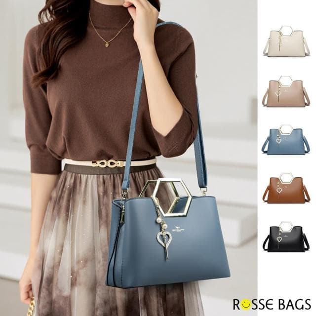 【Rosse Bags】母親節禮物 質感時尚多隔層大容量手提包 肩背包 斜背包(米白色 / 卡其色 / 棕色