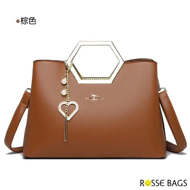 【Rosse Bags】母親節禮物 質感時尚多隔層大容量手提包 肩背包 斜背包(米白色 / 卡其色 / 棕色