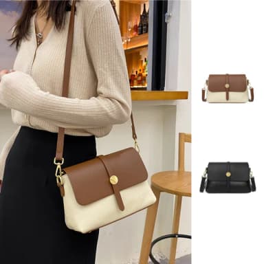 【Rosse Bags】母親節禮物 復古經典多功能頭層牛皮小方包(現+預  黑色／卡其色)