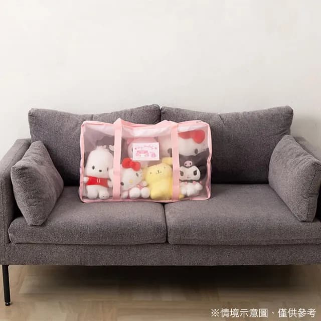 【SANRIO 三麗鷗】情人節禮物 新生活系列 透氣網紗收納提箱 手提袋 L 美樂蒂