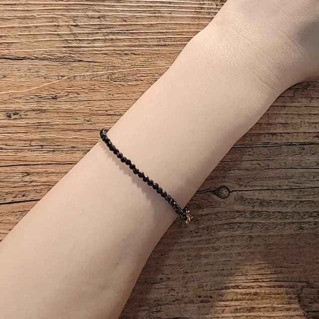 【Ms caramelo 焦糖小姐】天然黑曜石(3mm切面款手鍊)