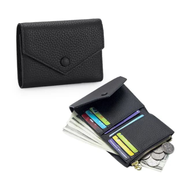 【韓美】雙11 高級感頭層牛皮信封票卡夾(真皮包包 真皮 零錢包 信用卡 票卡夾 短夾 皮夾 女士  