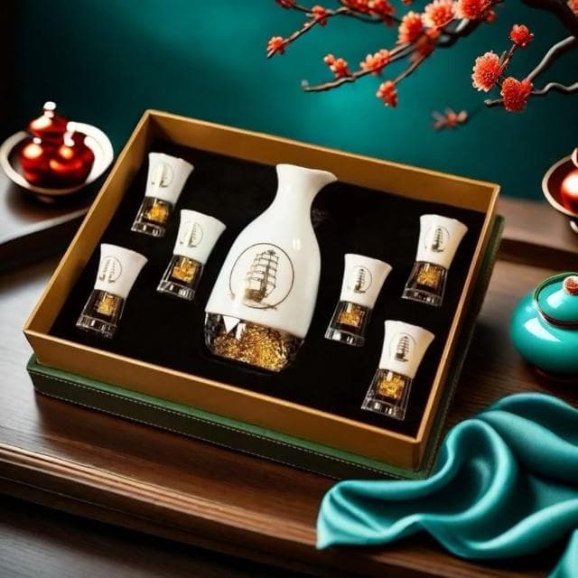 【買上癮xShar Life】玉帆風順金箔頂級精品酒具禮盒(父親節禮物 升遷 入厝 生日禮物 禮盒 情人節 新年)