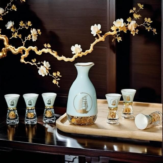 【買上癮xShar Life】玉帆風順金箔頂級精品酒具禮盒(父親節禮物 升遷 入厝 生日禮物 禮盒 情人節 新年)