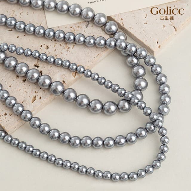 【Golicc】項鍊 最愛經典 珍珠 麻灰色(母親節 生日 情人節 鎖骨鍊 項鍊 飾品 禮物)