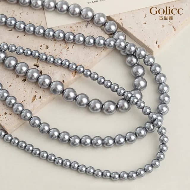 【Gulicc】項鍊 最愛經典 珍珠 麻灰色(雙11 聖誕節 生日 鎖骨鍊 項鍊 飾品 禮物)