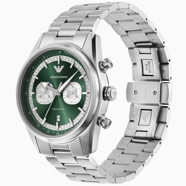 【EMPORIO ARMANI】亞曼尼 Racer 賽車綠計時手錶-42mm 禮物 送禮 推薦(AR11637)