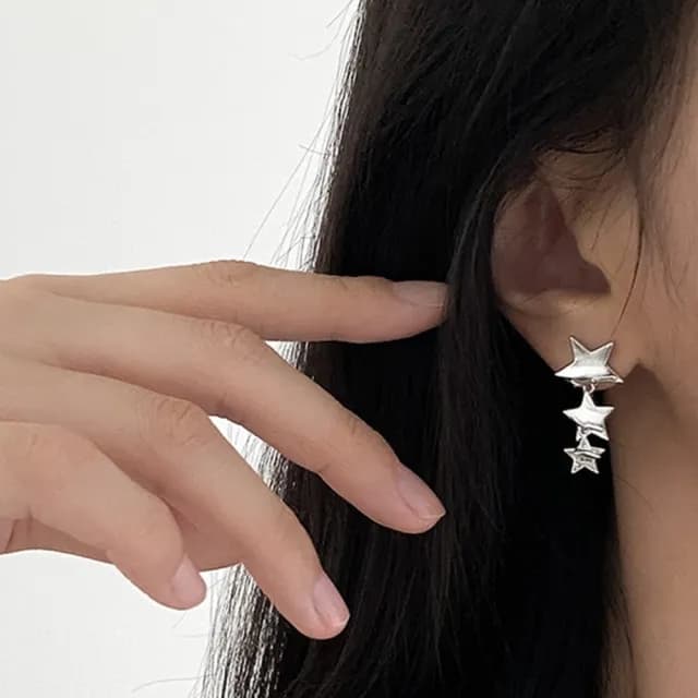 【Oni 歐妮】星星瀑布 耳針穿式耳環耳釘耳骨環耳飾(1對入)
