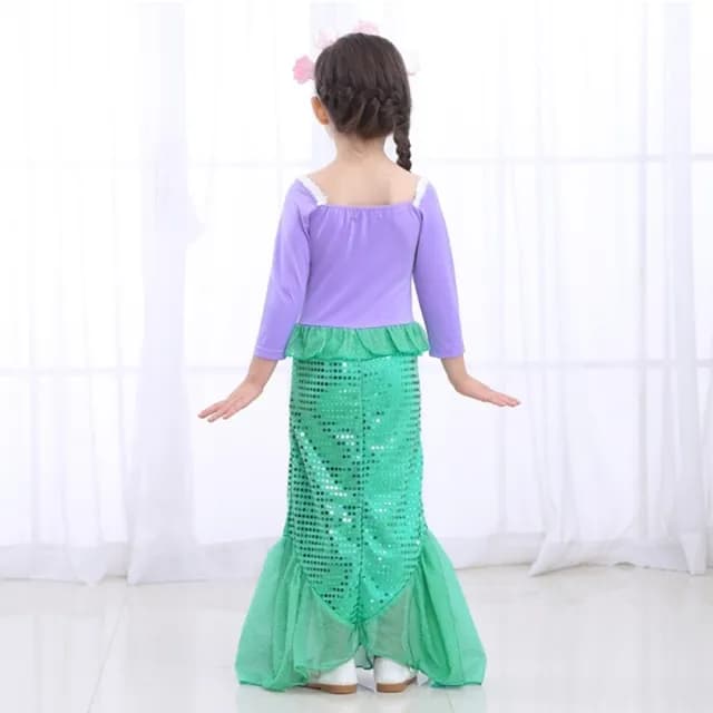 【橘魔法】萬聖節服飾 美人魚洋裝+貝殼髮箍(造型服 套裝 角色扮演 cosplay 表演 女童 兒童 童裝)