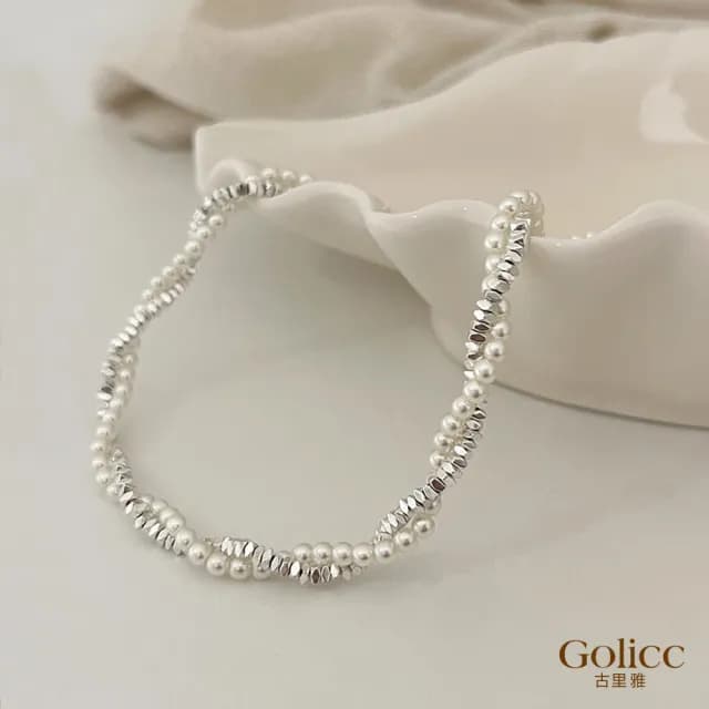 【Gulicc】碎銀子珍珠雙層交疊項鍊(雙11 聖誕節 生日 鎖骨鍊 項鍊 飾品 禮物)