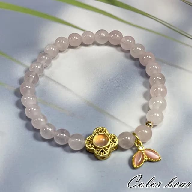 【卡樂熊】粉晶魚尾透澈造型手鍊(天然水晶手鍊)