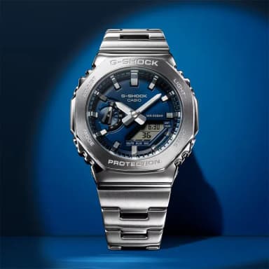 【CASIO 卡西歐】G-SHOCK 金屬光系列八角雙顯電子錶手錶 送禮 禮物 推薦(GM-2110D-2B)