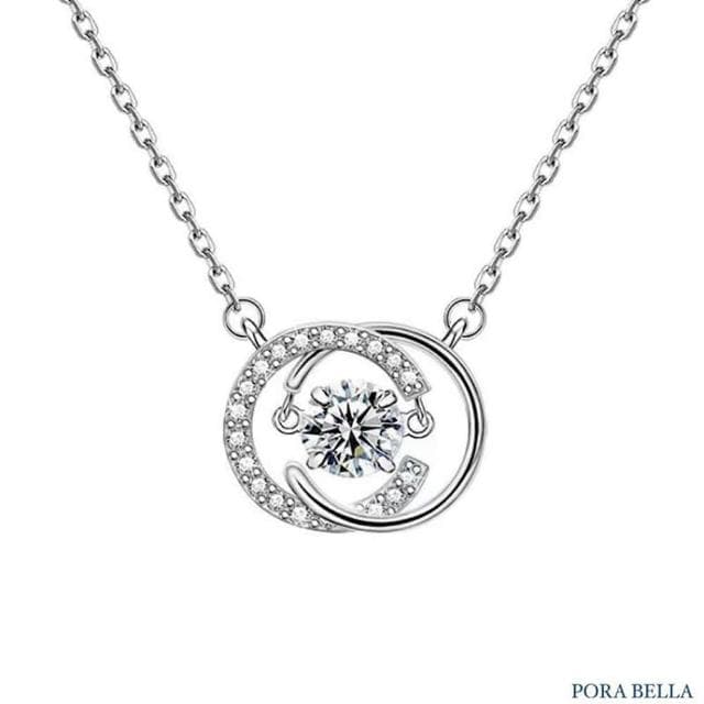 【Porabella】925純銀雙C跳動項鍊 鑲鑽項鍊 鋯石鎖骨鏈 輕奢簡約項鍊 生日禮物 送女友 Necklace