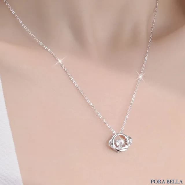 【Porabella】S925純銀鋯石項鍊 星河之心項鍊 鎖骨鏈 跳動的心粉鑽項鍊 七夕禮物 送女友 Necklace