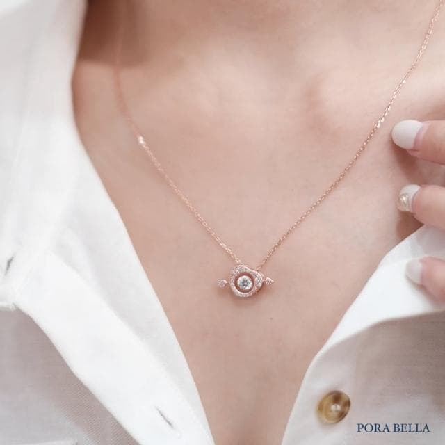 【Porabella】925純銀丘比特愛心項鍊 鑲鑽鋯石項鍊 鎖骨鏈 跳動的心項鍊 情人節禮物 送女友 Necklace