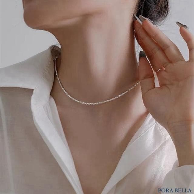 【Porabella】S925純銀項鍊 幾何碎銀項鍊 冷淡風鎖骨鏈 高級感 ins風頸鍊 純銀項鍊 Necklace