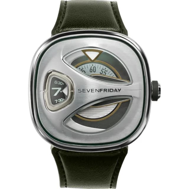 【SEVENFRIDAY】ME系列流線型機械錶-墨綠皮帶/44.5x44mm 送禮 禮物 推薦(ME1/02)