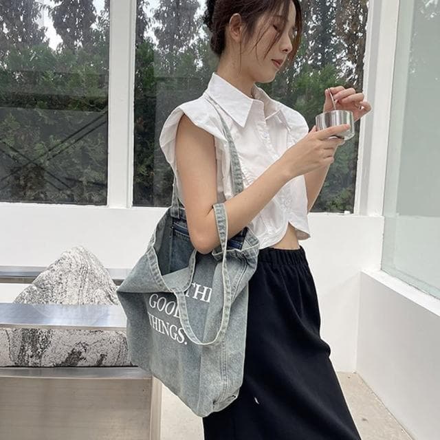 【LEESA】大學生包包\包包\手提包\大容量托特包\日系包包\牛仔帆布包\大包包\韓國包包\女生禮物