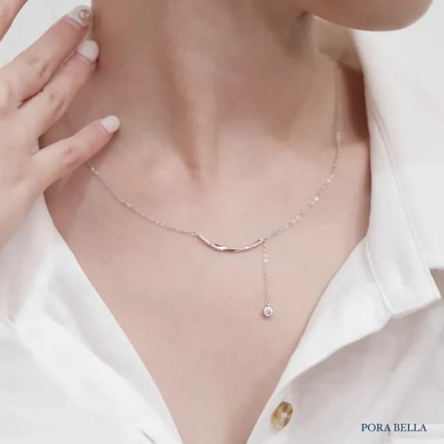 【Porabella】S925純銀微笑項鍊 莫比烏斯項鍊 鋯石項鍊 小眾設計款 情人節禮物 生日禮物 Necklace
