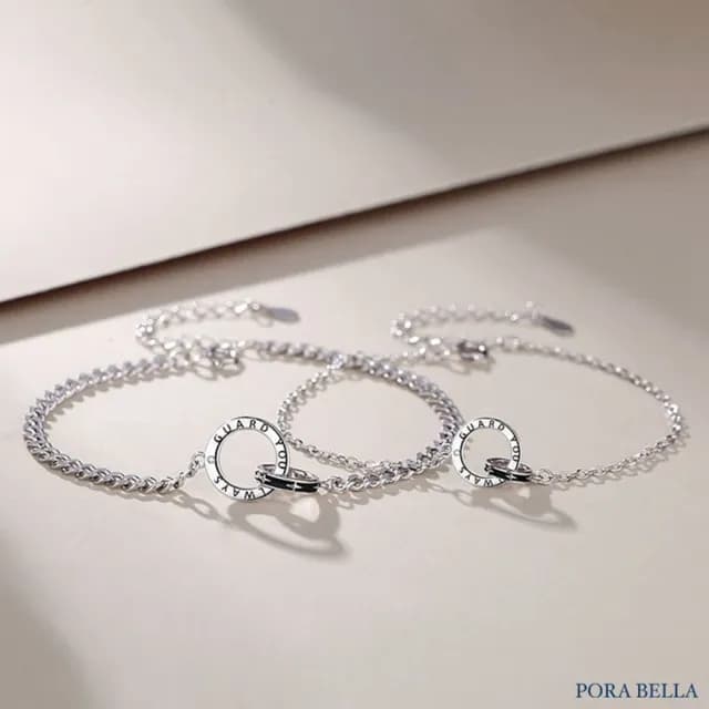 【Porabella】925純銀情侶手鍊 星月守護手鏈 雙環手鍊手鍊 情人節禮物 告白禮物 Bracelets