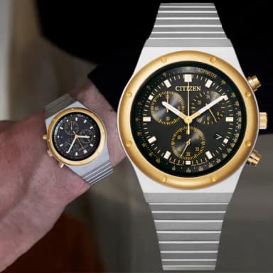 【CITIZEN 星辰】Chronograph系列 昭和金限定款 光動能計時腕錶 畢業禮物 送禮 推薦(AT2544-64E)