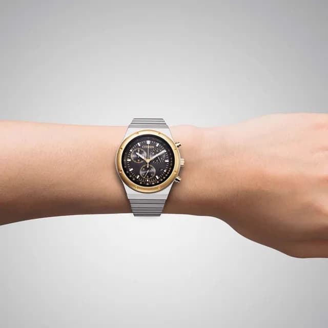 【CITIZEN 星辰】Chronograph系列 昭和金限定款 光動能計時腕錶 畢業禮物 送禮 推薦(AT2544-64E)