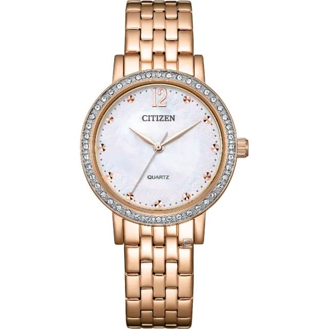 【CITIZEN 星辰】璀璨時尚女錶 珍珠母貝 手錶 禮物 推薦(EL3108-53D)