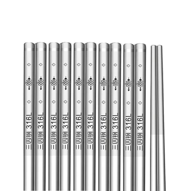 【PUSH!】餐具用品 316L不銹鋼筷子 5雙食品級防滑防燙抗菌筷子 金屬筷 高檔筷子(筷子 E201)