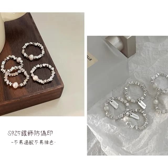 【MoonDy】情人節禮物 日系戒指 可調戒指 伴娘禮物 女孩生日禮物 戒指 銀戒指 純銀戒 珍珠戒 女生戒指 韓國