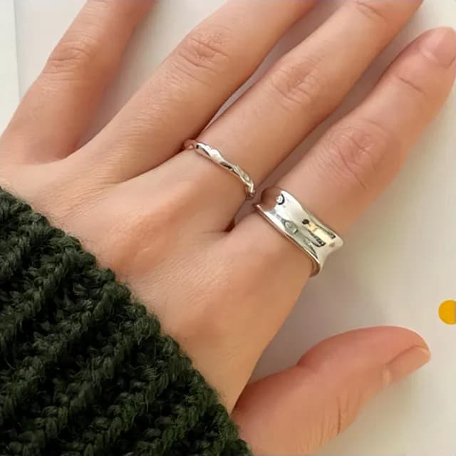 【KT DADA】父親節禮物 戒指 戒指男 戒指女生 情侶戒指 925純銀戒指 可調式戒指 不規則戒指 復古戒指 情侶