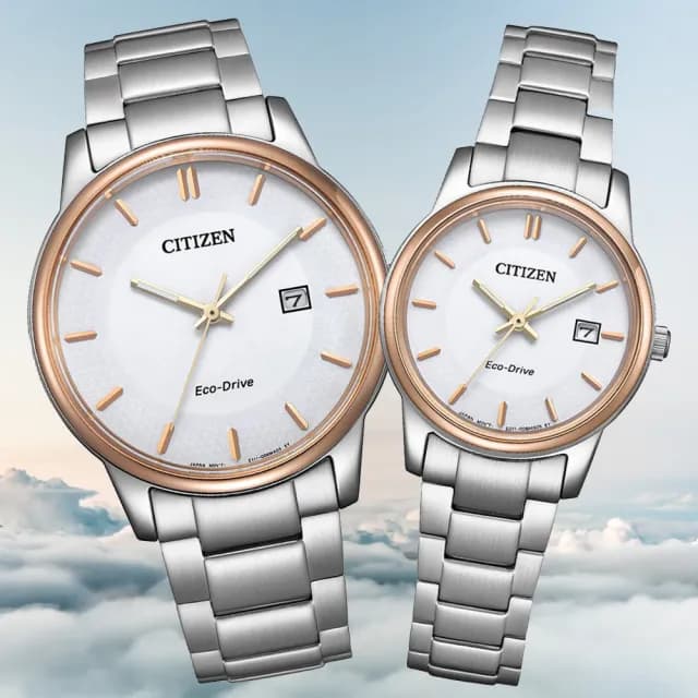 【CITIZEN 星辰】PAIR系列 光動能 簡約時尚對錶 七夕 情人節 送禮 推薦(BM6979-74A/EW2319-71A)
