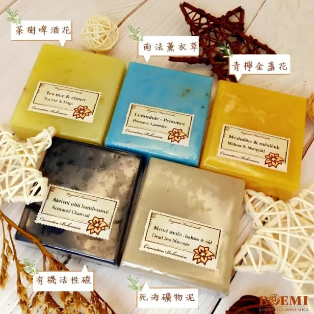 【BOEMI】花賦靚膚約旦死海礦泥潤膚皂105g(來自捷克頂級植萃保養潤膚手工香皂禮盒)