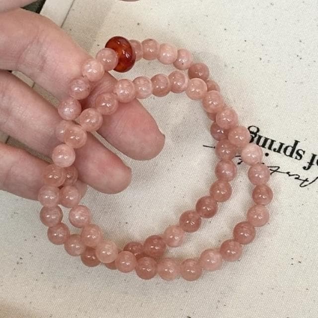 【Penny珮妮】太陽石+紅瑪瑙雙圈手鍊6mm(母親節禮物/交換禮物/送女友/送閨蜜/生日禮物)