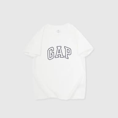 【GAP】兒童裝 Logo圓領短袖T恤-白色(890530)